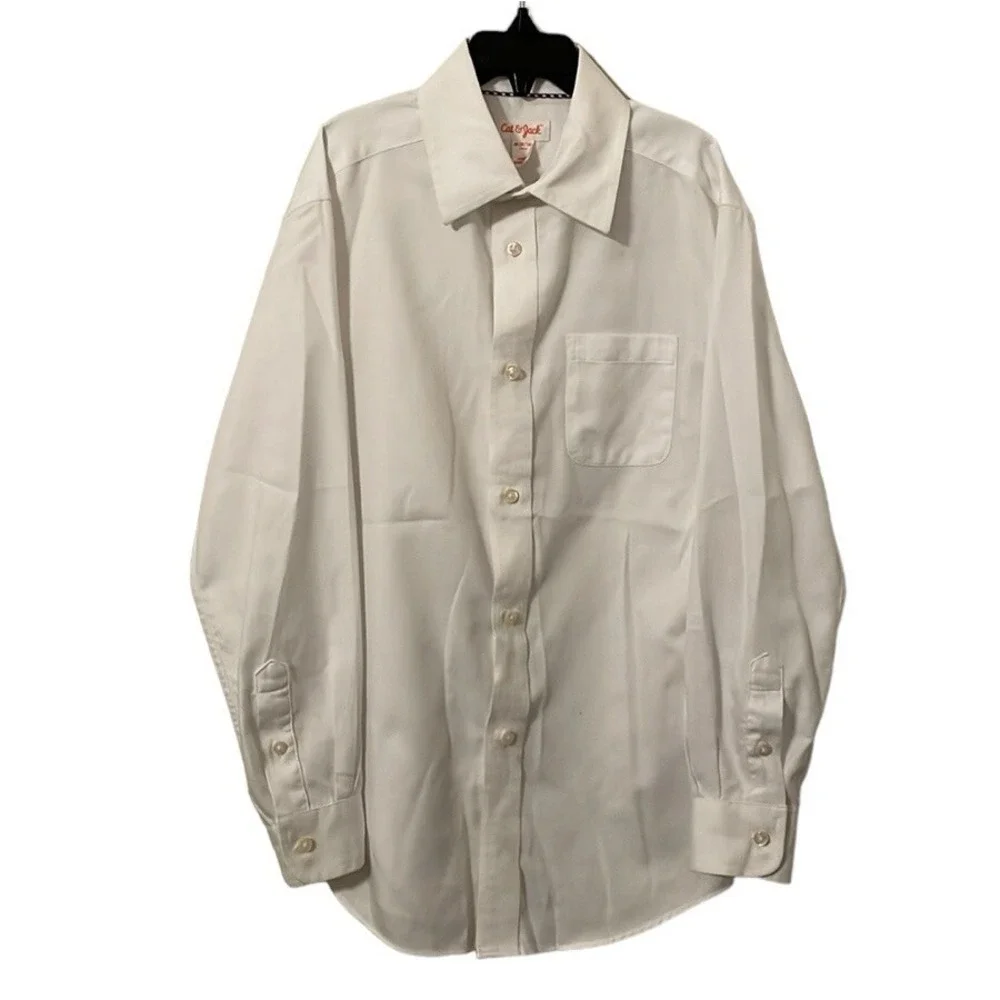 Cat & Jack Boy's White Button Up‎ Long Sleeve Shirt Size M (8/10)